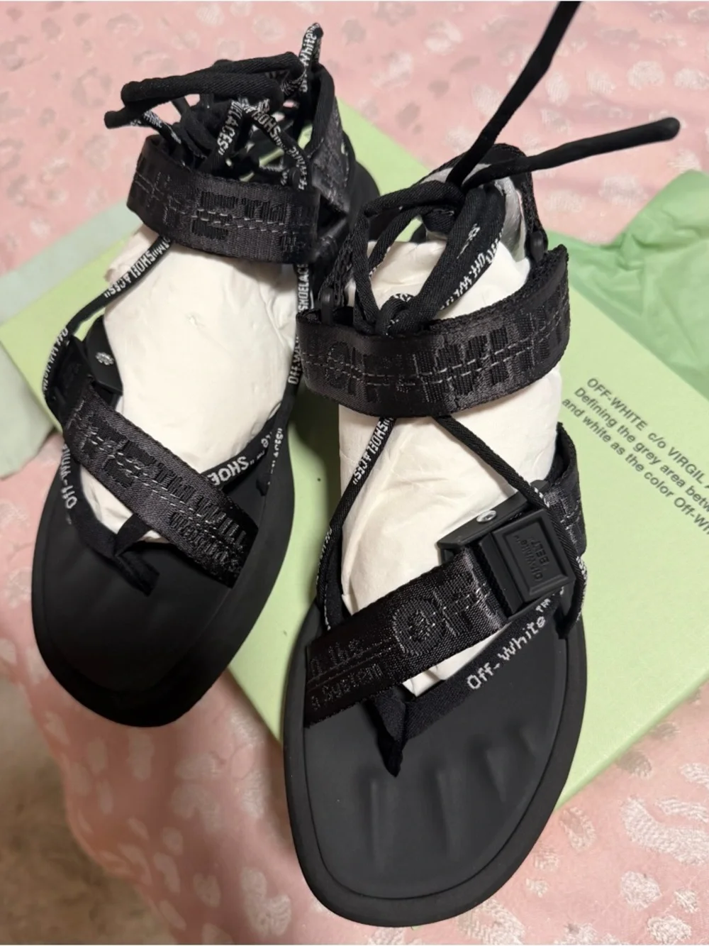 Off-White Black Multistrap Micro Trek Sandals Size 38
